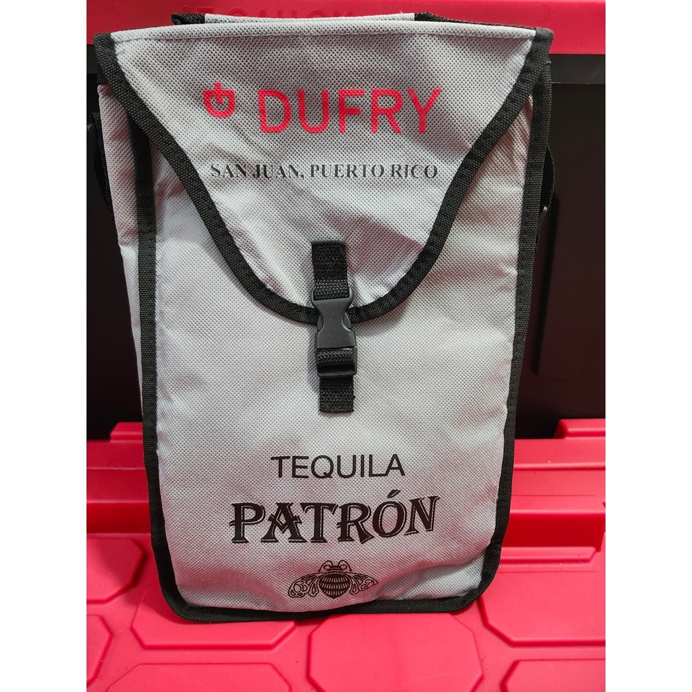 Patron Tequila Insulated 2 Bottle Carrier Bag Grey Dufry San Juan Puerto Rico